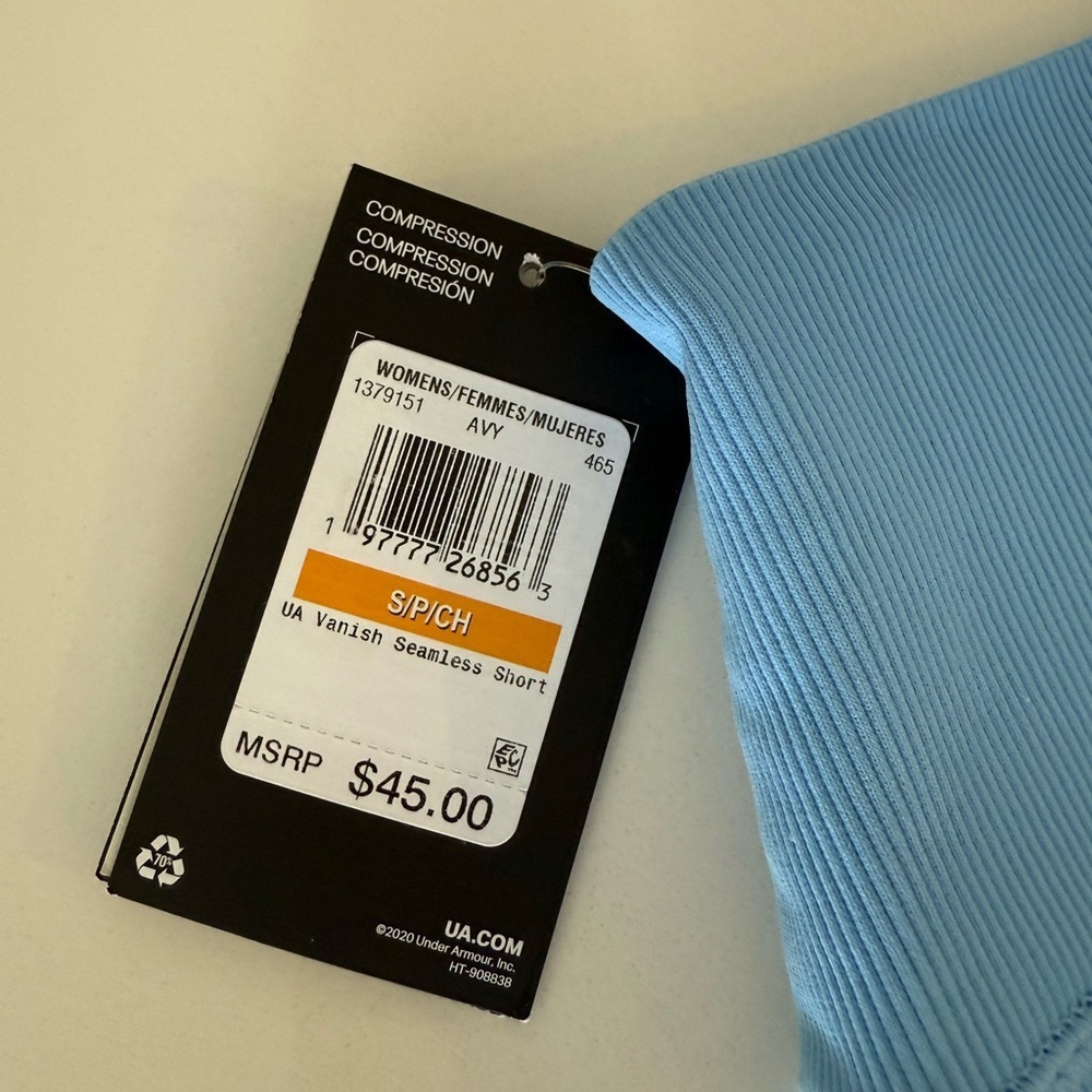 NWT Under Armour Light Blue Womens Compression Vanish Seamless Shorts - Picture 6 of 7
